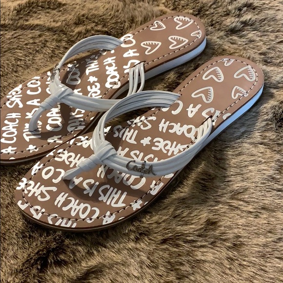 Coach Shoes - Coach white patent flip flops nwot